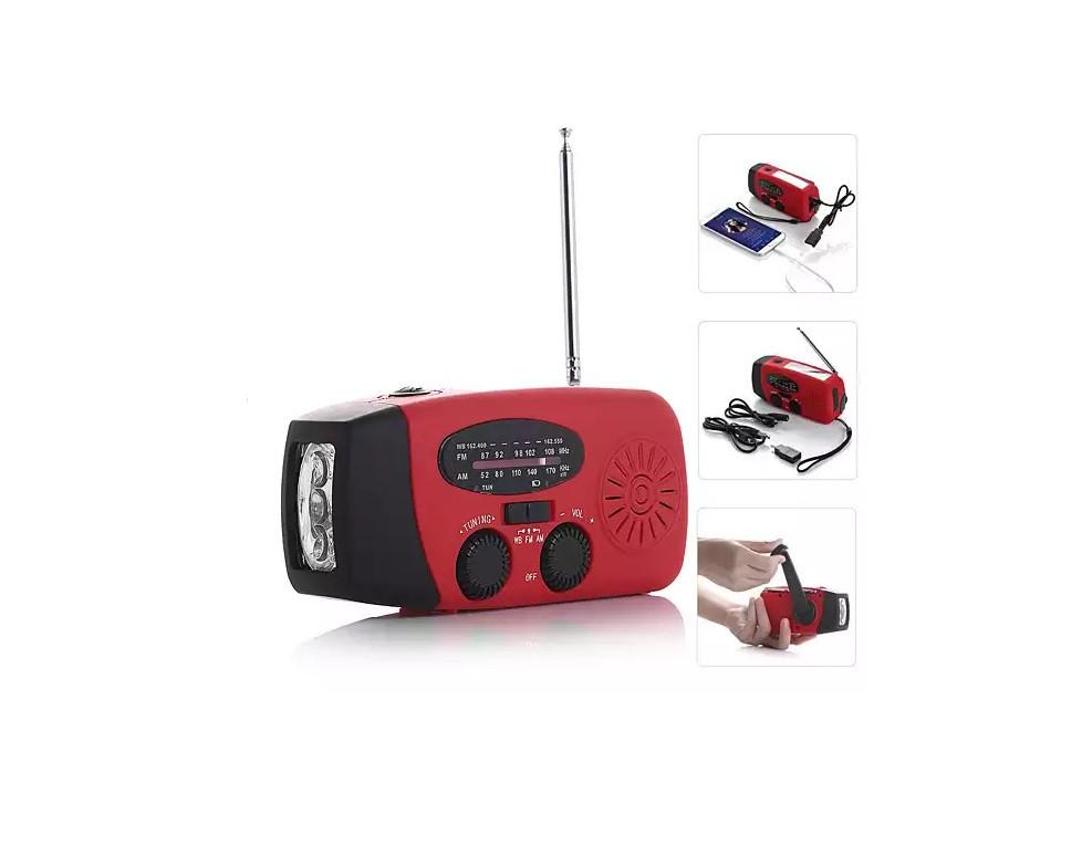 StormSafe solar and hand-crank emergency phone charger with flashlight and weather radio