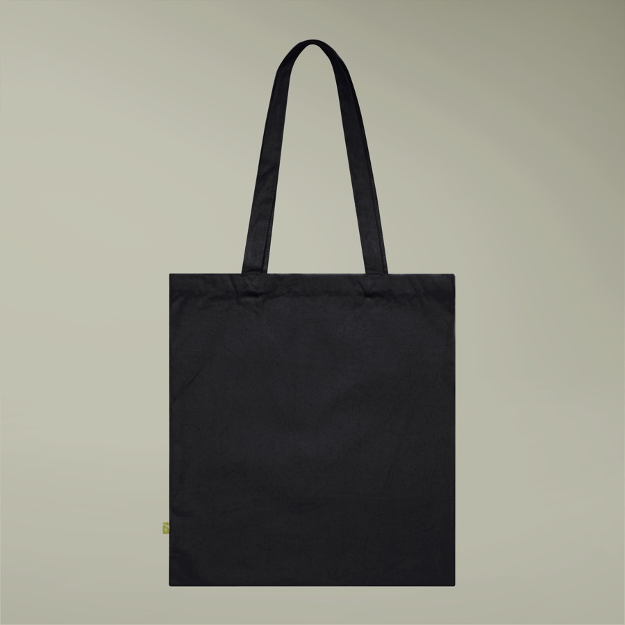 Black organic cotton tote bag with long handles, Westford Mill blank